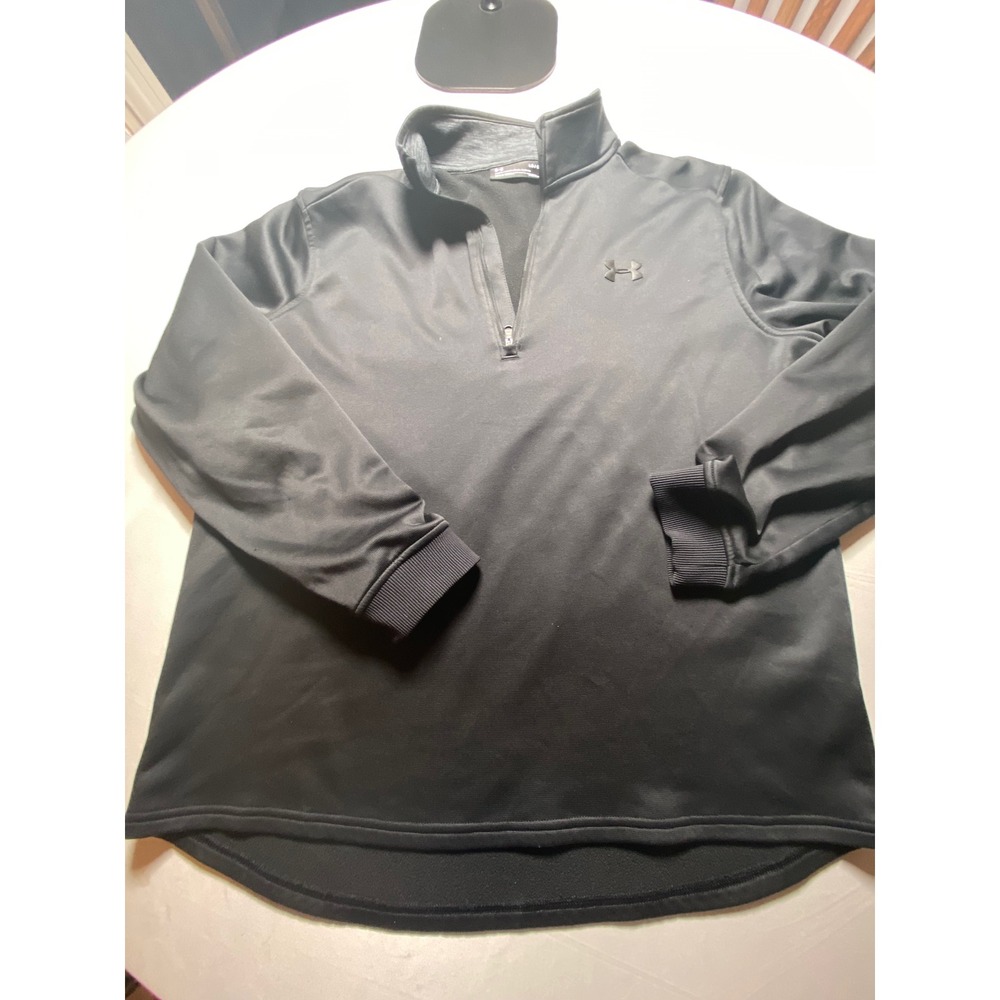 Under Armour Mens ColdGear 1/4 Zip Pullover Black Fleece Lined 1320745 Large